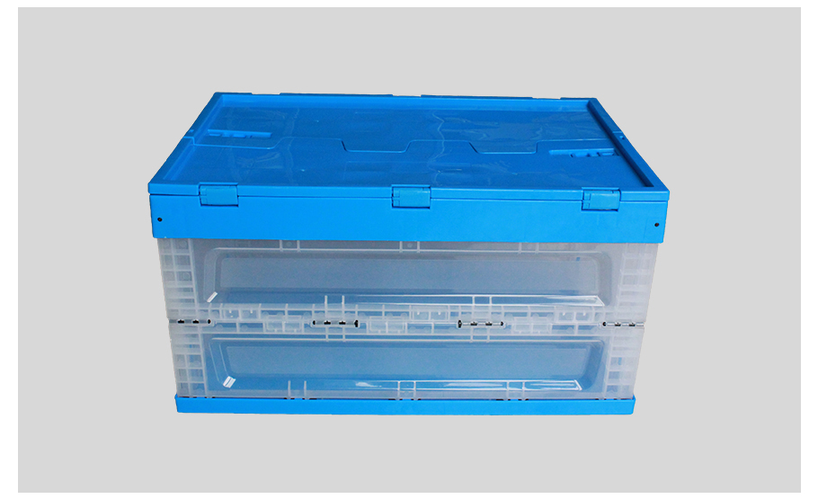 轩盛塑业600-360塑料内倒式折叠周转箱透明款