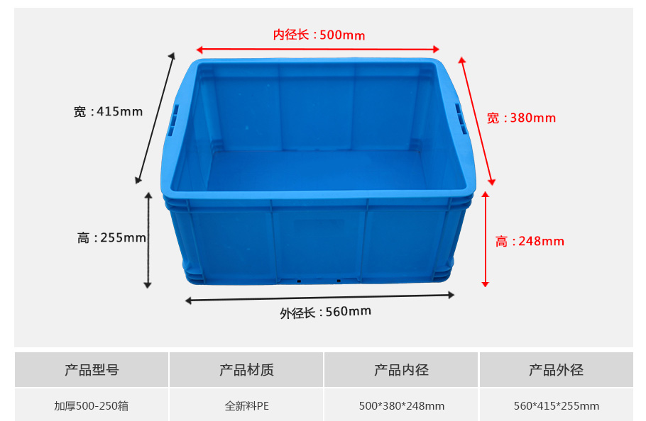 轩盛塑业500-250塑料周转箱厚箱